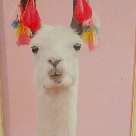 Llama Art Print with Colorful Tassels - Picture 2 of 4